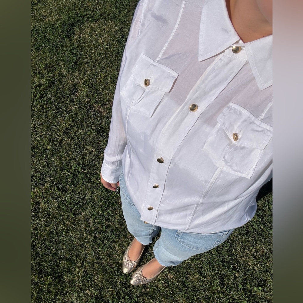 Banana Republic Cream Shirt with Gold Buttons